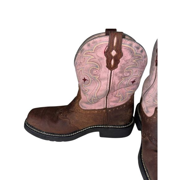 Justin Boots Size 7B Women's Gypsy Cowboy Pink & Brown Western Collection - Picture 7 of 8